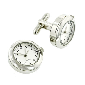 時計 Round silver white face watch